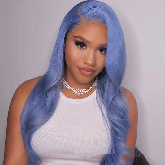 Yayo Blue Body Wave Human Hair Lace Front Wig - Yayo