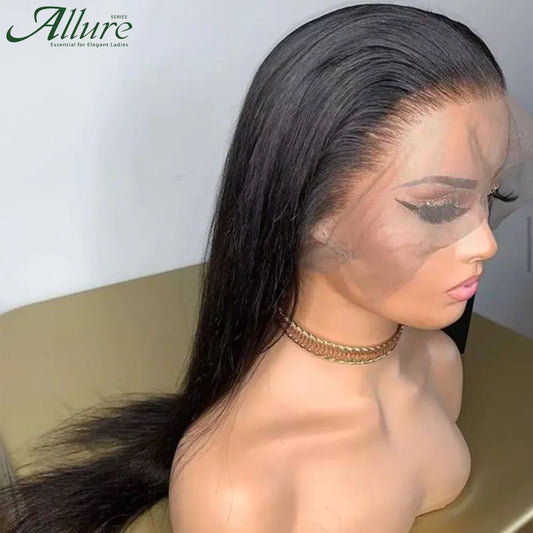 Long 13X4 Straight Lace Frontal Human Hair Wigs Transparent Pre-plucked Allure - Yayo