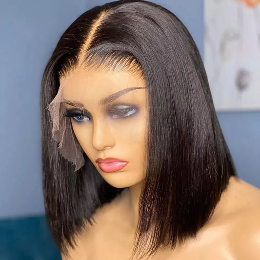 13x4 Short Bob Lace Brazilian Straight Wig 4x4 Pre-Plucked Remy - Yayo