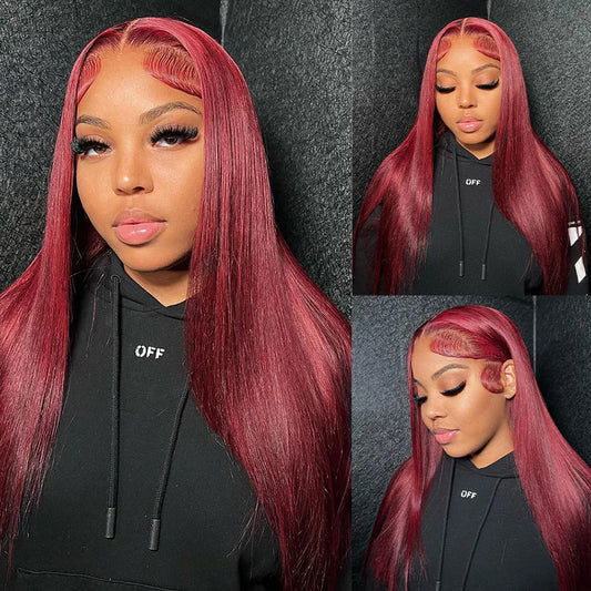 YAYO Peruvian Straight Hair HD Lace Front Wig 99J Burgundy - Yayo