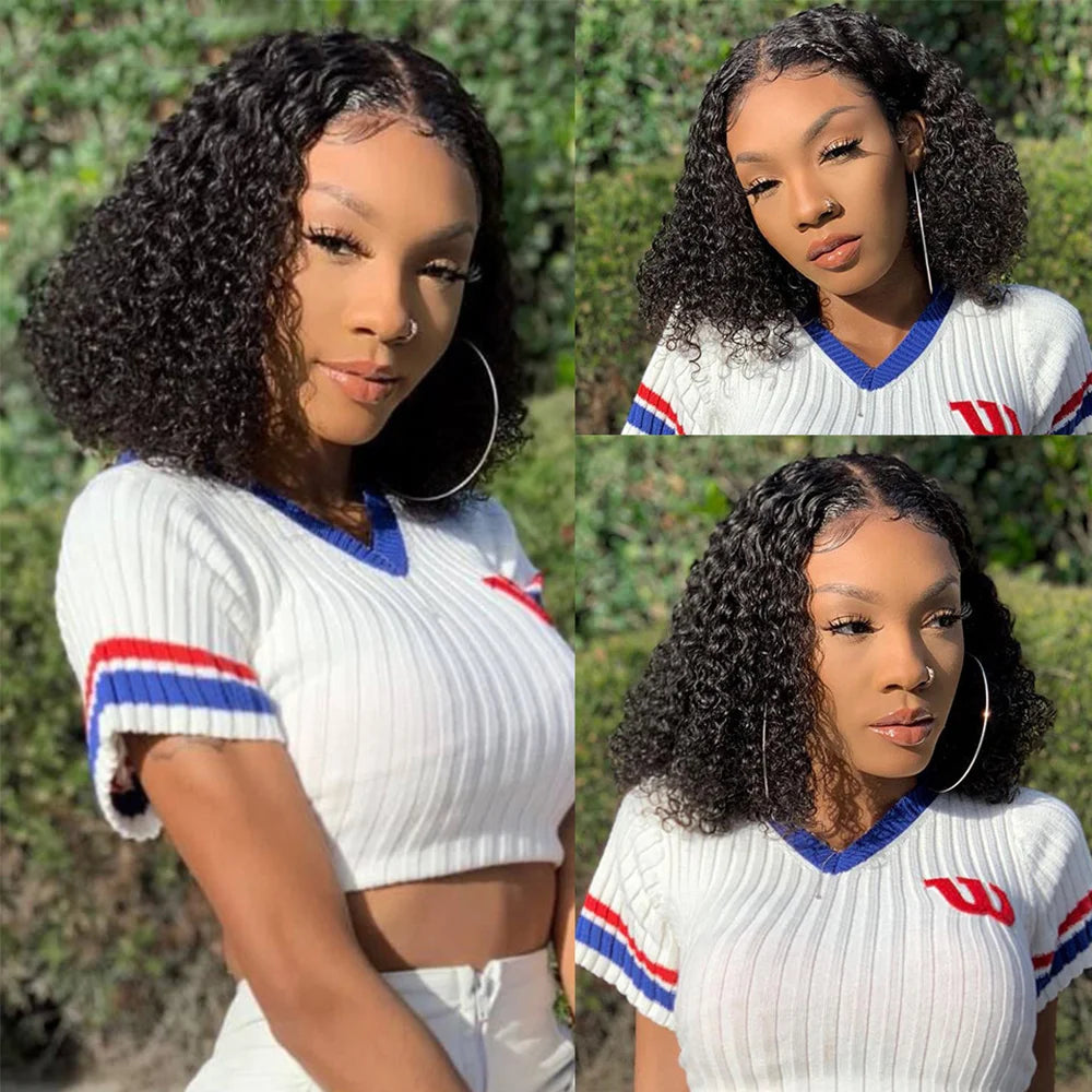 Short Bob Lace Frontal Wig Human Hair 13x4 Deep Wave 180 Density - Yayo