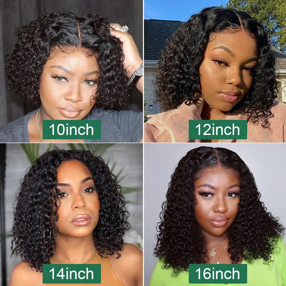 Short Bob Lace Frontal Wig Human Hair 13x4 Deep Wave 180 Density - Yayo