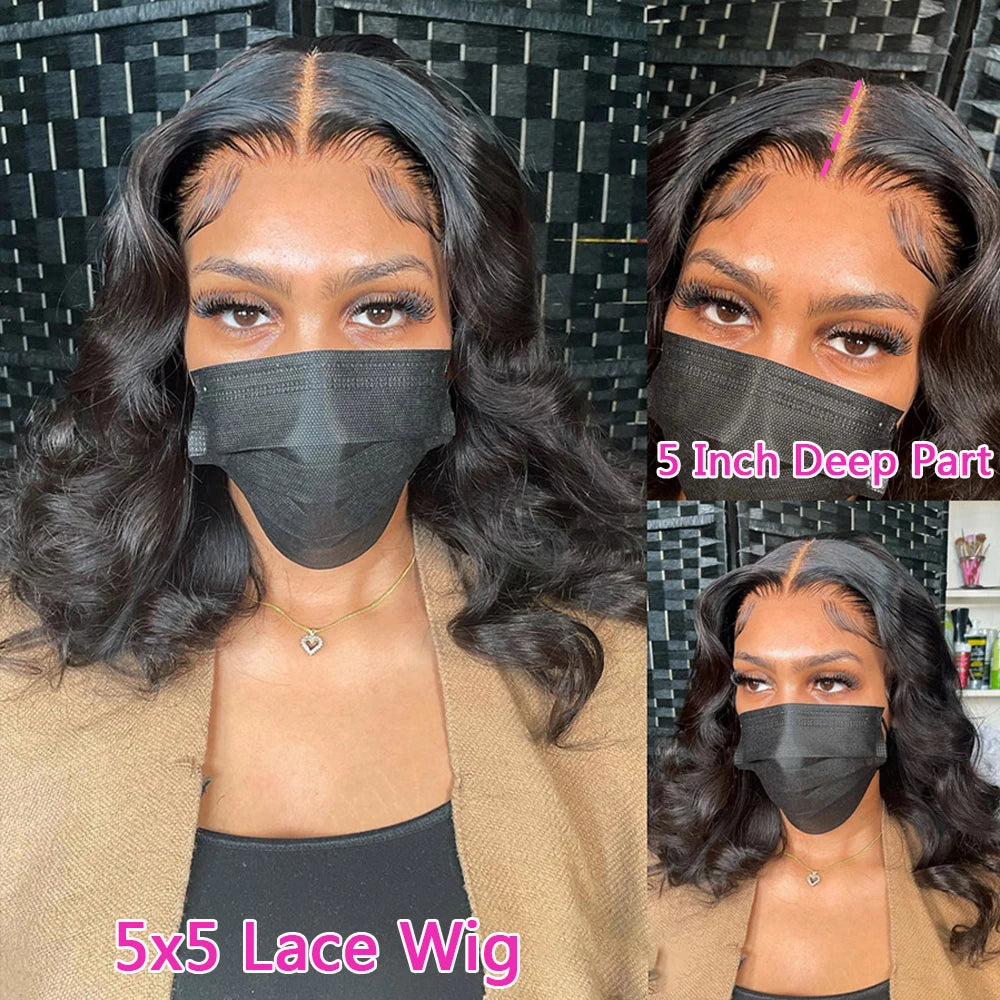 Yayo Body Wave Bob Wig 13x6 Transparent Lace Frontal Wig Brazilian Human Hair  180% Density - Yayo