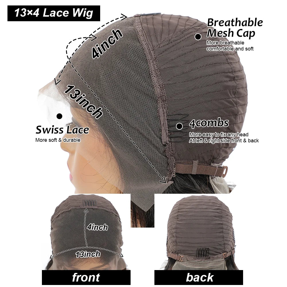 Short Bob Lace Frontal Wig Human Hair 13x4 Deep Wave 180 Density - Yayo