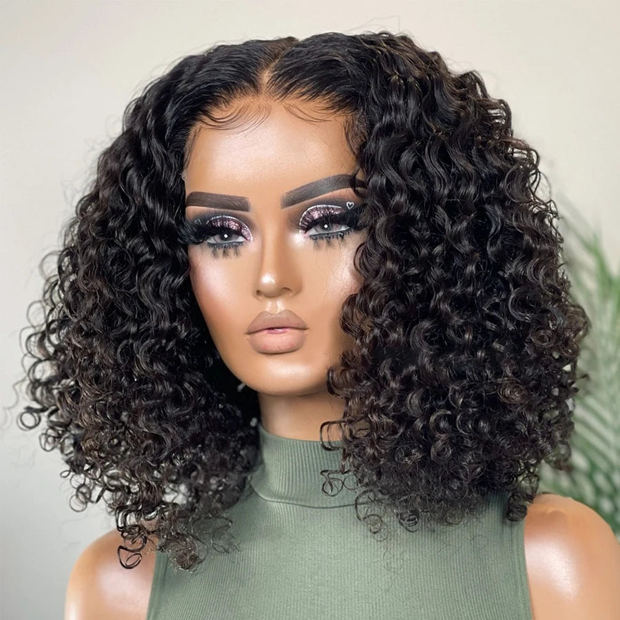 Short Bob Lace Frontal Wig Human Hair 13x4 Deep Wave 180 Density - Yayo